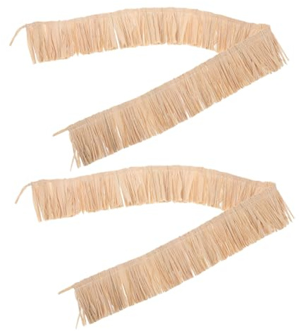 VILLFUL Borlas de Rafia Natural 2 Piezas, Accesorio Artesanal para Manualidades Diy, Color Natural, Tejido a Mano, Decoración para Fiesta Hawaiana y Accesorios de Verano