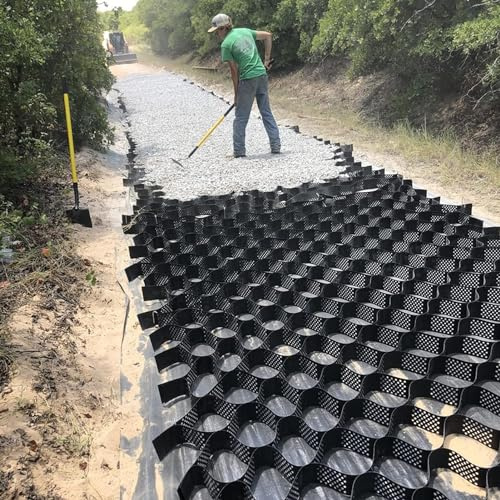 Geo - Rejillas celulares para calzadas y movimiento de tierra, estabilizador de suelo de panal para pasillos, estacionamientos y zonas de tráfico ligeras, rejillas de grava duraderas para superficies