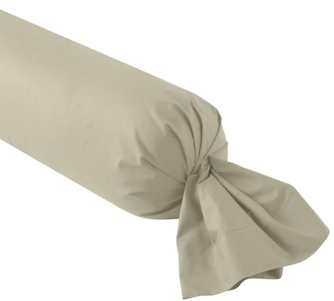 DODO - Taie de traversin 160cm - Studio - Marron Glacé - 100% Coton - Uni Intemporel - Douceur & Légèreté - Respirant - Finition Parement de 8 cm - Lavable 60°C