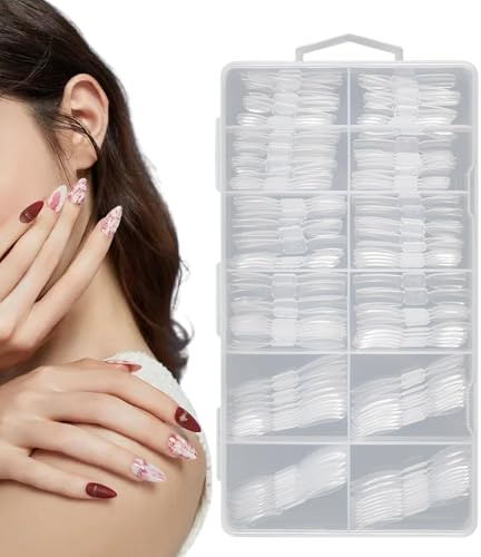 Forms for Acrylic Nails - 120 Piece Clear Mold Artificial Tips with Scale - Full Cover Double Nail System Form - for Finger Toes Beauty Personal Care Home Professional