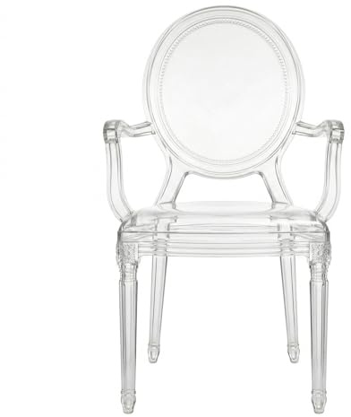 Cribel Set da 4 Atene Poltrona Trasparente in Policarbonato con Braccioli Integrati, Design Classico Rivisitato con Schienale Ovale Decorato 58x55x99.5 cm