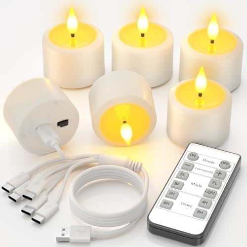 SoulBay Velas de té recargables con control remoto y temporizador, más de 100 horas de tiempo de funcionamiento