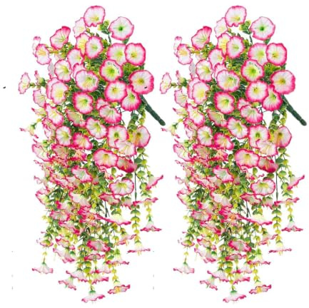 Artificiella petunia blommor för utomhusbruk 2 stycken konstgjorda blommor | Falska Petunior Utomhusdekoration för Balkong TrädInnerBröllop Fest