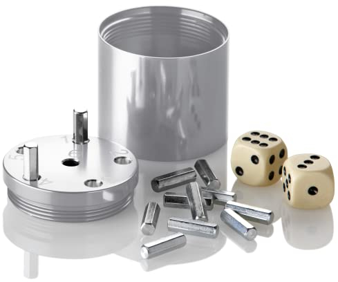 BestSaller 3001 'SUPER SIX' Aluminum, 36 Spielstäbchen & 2 Würfel, Silber (1 Stück)