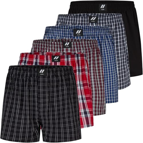 City Life 6er Pack Herren Boxershorts 100% Baumwolle - Atmungsaktive Webboxer, bequem & trocknergeeignet, S-4XL, Farbe:Mehrfarbig (Classic Multicolour 4 C-6-4), Grösse:XL