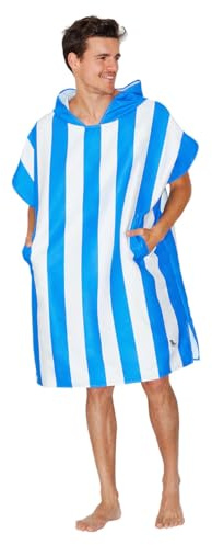 Dock & Bay Adult Beach Poncho - Hooded Towel with Deep Pockets - For Beach & Pool - Super Absorbent, Quick Dry - Cabana - Bondi Blue, Medium (90x70cm, 35x28)