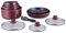 Herzberg Batterie de cuisine - lot de casserole induction - set casserole et poele tous feux - set de cuisine en revêtement pierre avec manche amovible 10 pieces HG-5000 Bordeaux