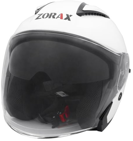 Zorax ZOR-608 Double Visor Open Face Helmet - White XS (53-54cm) | Motorbike Motorcycle Helmet ECE 2206 Approved