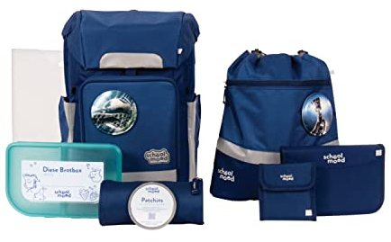 SCHOOL-MOOD - Softbag Schulranzen Set Fußball, 8-teilig - Rebel Air+ - inkl. Zubehör - ergonomischer Schultasche Jungen & Mädchen - Schulrucksack für Kinder in der 1. bis 4. Klasse - Paul (Fußball)