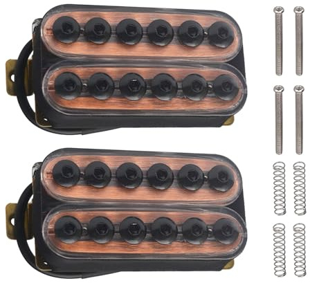 SAPHUE Adjustable Metal Double Coil Electric Guitar Pickups Humbucker Punk Neck/Bridge Pickup (Transparent)