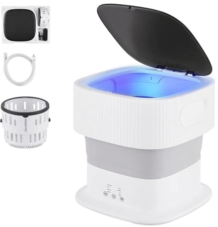 Mini Lavadora Plegable ， Mini Lavadora 9L Con 60w De Alta Potencia, 350RPM ， Minilavadoras Portatiles para Calcetines Ropa Interior Limpieza