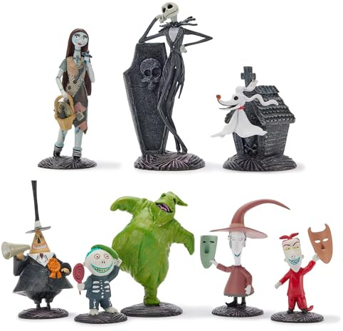 Disney Store Official Set di Personaggi Nightmare Before Christmas di Tim Burton, 8 Personaggi tra Cui Jack Skellington, Sally, Zero, Oogie Boogie e Altri, 3+