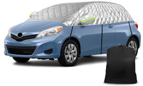 Grandine Copertura Mezza Compatibile con Toyota Yaris 2013-2025 XP150 Hatchback, Copertura Auto Tenere in Caldo Impermeabile, Protezione da Neve, Addensare Telone per Garage con Strisce Riflettenti