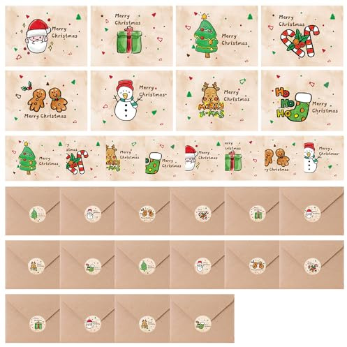TONGIHS 16 pièces Carte noel élégante,pour Les vacances,Marron | Papier,12×9cm,Sobre,Léger,Facile à transporter,À personnaliser soi-même,pour Les cartes de vœux,Les cartes de remerciement