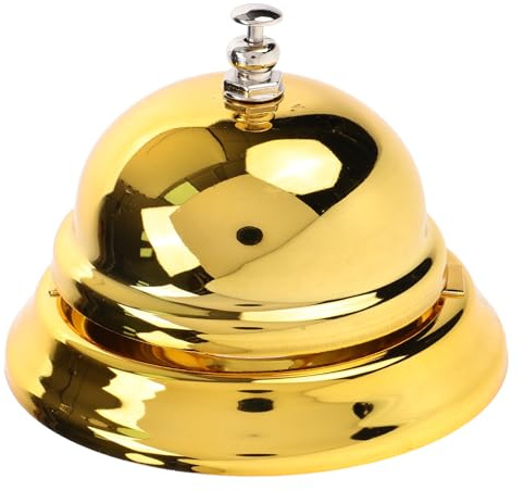 DINHEAROM Campanello da Tavolo Oro in Ferro, Campanello di Servizio Facile da Trasportare e Conservare per Reception di Hotel e Bar, Design Classico per Chiamate e Giochi Stili multipli