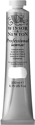 Winsor & Newton WN Artist Acrylic 200 ml 644, ACFAA200644, Titanium White