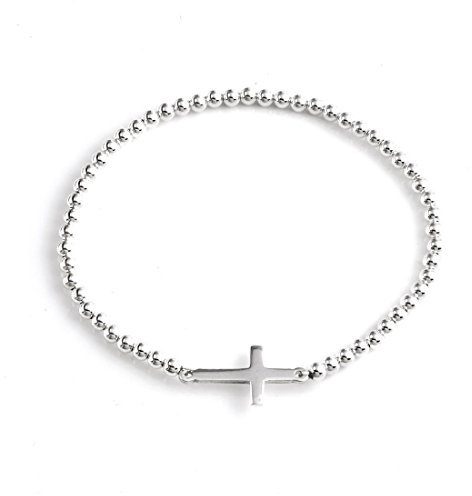 Silverly Bracelet Extensible en Argent Sterling 925 pour Femme | Bracelet Meilleur Ami en Perles de Rocaille | Bracelets en Fil Élastique et Perles | Cadeaux Chrétiens pour Femmes