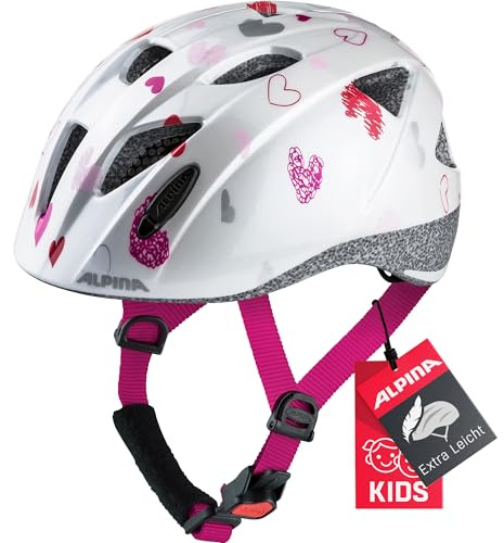 ALPINA Unisex - Niños, XIMO Casco de Bicicleta, White Hearts Gloss, 47-51 cm