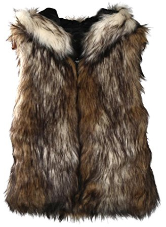 HOMEBABY Women Faux Fur Vest Jacket Sleeveless Winter Body Warm Coat Hooded Waistcoat Gilet (XXXL, Brown)