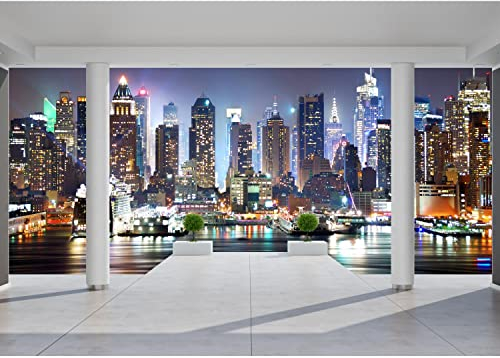 Runa Art Fototapete Balkon New York 352 x 250 cm Vlies Tapeten XXL Moderne Wandtapete Wohnzimmer Schlafzimmer Bunt 9204011c