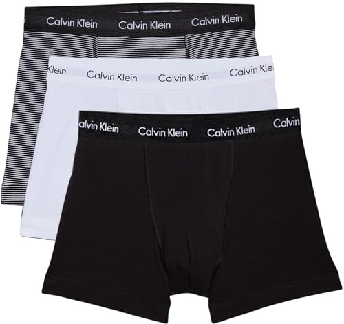 Calvin Klein Homme Boxer Lot De 3 Caleçon sous-Vêtement, Multicolore (White/B&W Stripe/Black), L
