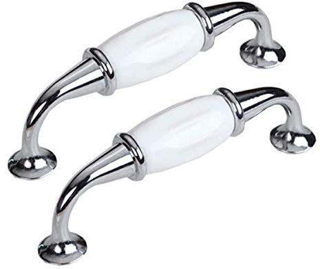 FBSHOP(TM) 2PCS Cabinet Knobs - Classic White Ceramic Drawer Pulls,Decorative Antique Handles for Furniture, Kitchen, Dresser, Wardrobe, Door, Office