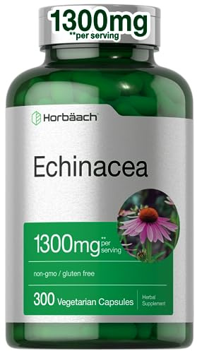 Horbäach Echinacea Extract Capsules | 300 Count | Vegan, Non-GMO, Gluten Free Supplement