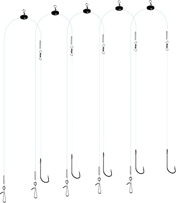 Luroad 5pcs Sea Fishing Pulley Rigs Single Hooks & Double Hooks, Pre Tied Fishing Rigs Hook Sizes 1/0, 2/0, 3/0 for Beach Casting Shore Flounder, Whiting