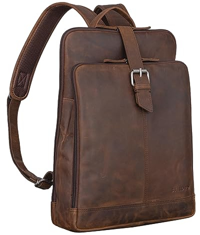 STILORD 'Rena' Rucksack Leder Vintage Groß Cityrucksack Herren und Damen Tagesrucksack Laptop Rucksack 13-14 Zoll Damenrucksack/Herrenrucksack Echtleder Unisex, Farbe:zamora - braun