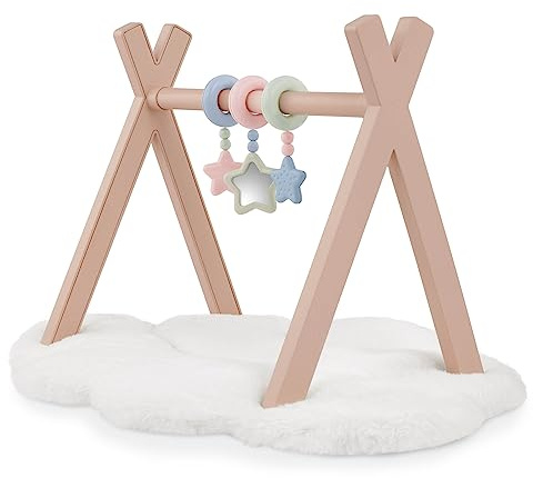 LullaBaby – Play Gym – 3 Hanging Toys – 14-inch Baby Doll Accessories – Pretend Play – Kids Ages 2 & Up – Doll Playmat Set