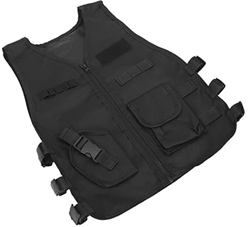 Qcwwy Schießweste für, Militärweste für, Schwarz, 600D-Oxford-Gewebe, Atmungsaktiv, Zum Klettern (L)