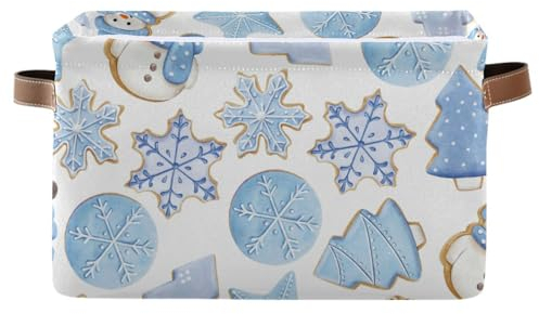 Mnsruu Cesto portaoggetti per scaffali, scatole di pan di zenzero ad acquerello con manici, grandi contenitori per armadio