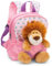 NICI Kinderrucksack rosa 2 in 1 mit Kuscheltier Löwe 25cm - Kindergartenrucksack Mädchen & Jungen - Weicher Rückenbereich & verstellbare Gurte - 49849