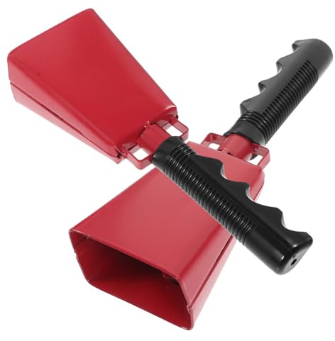 Toyvian 2Pcs Red Cowbells with Handle, Loud Cheering Noisemakers for Football Games, Sports Events, Parties, Weddings, and