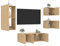 QJBSAVVA 5-TLG Wohnwand, Tv Regal Wohnwand Tv Eckschrank Beistelltisch Geeignet für Den Flur Kleine Räume Wohnzimmer Fernseher mit LED-Beleuchtung Sonoma-Eiche Holzwerkstoff