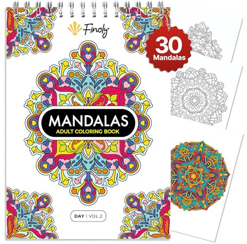 Finoly Libro Mandalas Adultos | Mandalas Colorear Adultos con 30 Ilustraciones Originales | Libros de Colorear en Tamaño A4 | Papel Premium