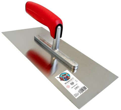 WERKFIT Profi Glättekelle 280x130mm - Rostfreie Glättspachtel aus Edelstahl -Ergonomische Putzspachtel mit Softgriff - Hochwertige Traufel in Österreich produziert (Glättekelle)