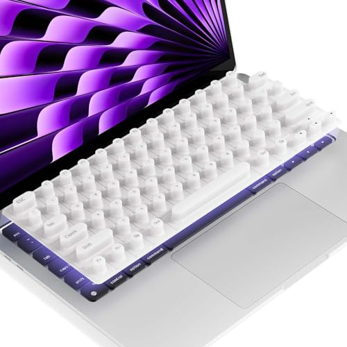 Majeree Tangentbordsskydd för MacBook långa naglar, EU-layout, upphöjd silikontangentbordsskydd, perfekt kompatibel med 2021–2025 MacBook Pro 14/16 M4/M3/M2/M1, Air 13/15 M4/M3/M2 2022–2025 (vit)
