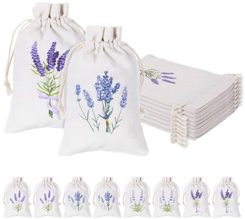 8 Stück Lavendelsäckchen Leer-Lavendelsäckchen zum Befüllen, Leinen Und Baumwolle Stoffsäckchen für Lavendel, Duftsäckchen zum Befüllen Nachfüllbare Beutel(4 Modelle, je 2, 10 * 15cm)