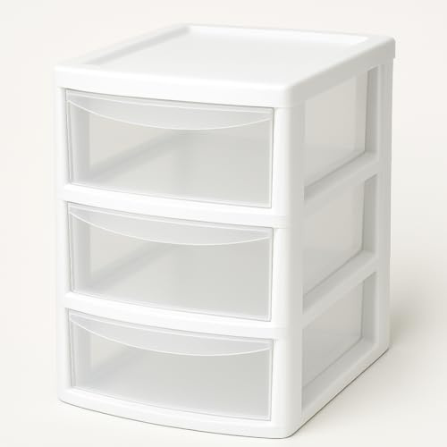 A4 PLASTIC STORAGE DRAWERS DRAW TOWER UNIT OFFICE DESKTOP TABLETOP HOME SCHOOL GARAGE MODULAR & PORTABLE DRAWERS OFFICE DESK ORGANIZER SLIM A4 SIZE 2|3|4|6|8 TIERS (White/Clear, A4 Slim 3 Drawers)