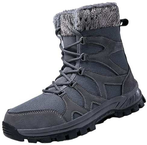 Bottines d'hiver chaudes à lacets pour homme avec col en fourrure - Chaussures décontractées pour temps froid - Pour la marche quotidienne en plein air