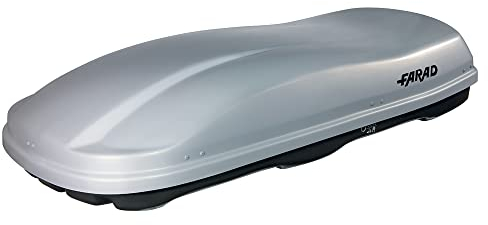 Farad Marlin Dachbox 680L grau metallic mit Elastisches Befestigungsnetz - Doppelter Seitenöffner, TÜV-GS Zulassung, 5 Jahre Garantie - 3-Punkt-Zentralverriegelung mit Sicherheitsschlüssel