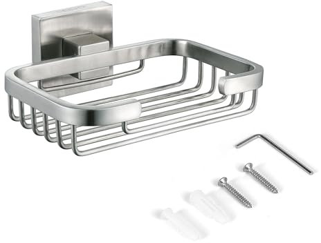 SEIDO Soap Dish for Shower Wall, 304 Stainless Steel Bar Soap Holder for Bathroom & Kitchen, Brushed Nickel Soap Saver Tray for Shower, 4.8 L x 3.2 W Internal