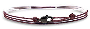 Made by Nami Tunt Wrap Armband för Dam & Herr – Justerbart Snörearmband med Karbinhake i Rostfritt Stål – Handgjort Vattentåligt Surfarmband – Minimalistiskt Marint Smycke (Vinröd Svart)