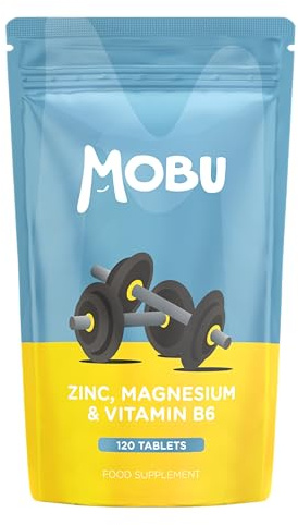 Zinc and Magnesium 120 Tablets | with Vitamin B6 | Normal Muscle Function & Energy Yielding Metabolism | Muscle Growth & Sleep Support | Vegan MOBU UK