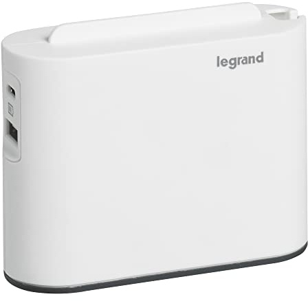 Legrand - Fiche multiprise extra-plate avec 2 prises latérales sans terre et USB Type-A + Type-C- blanc et gris foncé