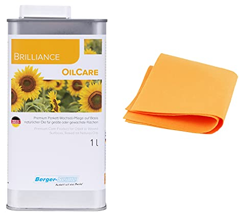 Berger-Seidle - Brilliance OilCare 1 Liter (Farblos) Parkett Pflegemittel Öl-Wachs Classic Pflegeöl + Öl Poliertuch