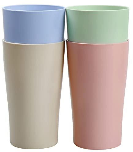 Greentainer 4er 400ml Tassen Becher Set aus PP, Unzerbrechlich Wiederverwendbare Trinkbecher für Heiße& Kalte Getränke, Kaffeetasse für Kinder und Erwachsene, BPA-Frei, Mikrowellen-Spülmaschinenfest