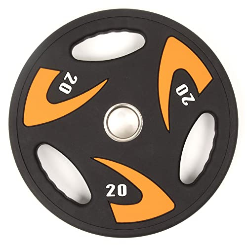 Phoenix Fitness Olympic Weight Plate - Rubber Coated Tri Grip Radial Plate for Weight & Strength Training - Great for Barbell & Dumbbell Bars - Ideal for Home, Gym & Studio - Sold as Singles, 20kg