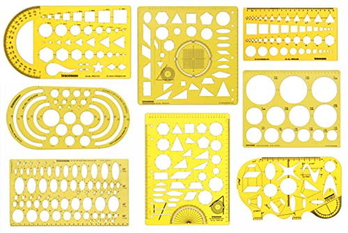 Traceease Multi-Pattern Geometry Mall Drafting Tools Med Linjal Geometric Rulers Stationär Verktygssats För Kontor Och Skolparti Av 8 St